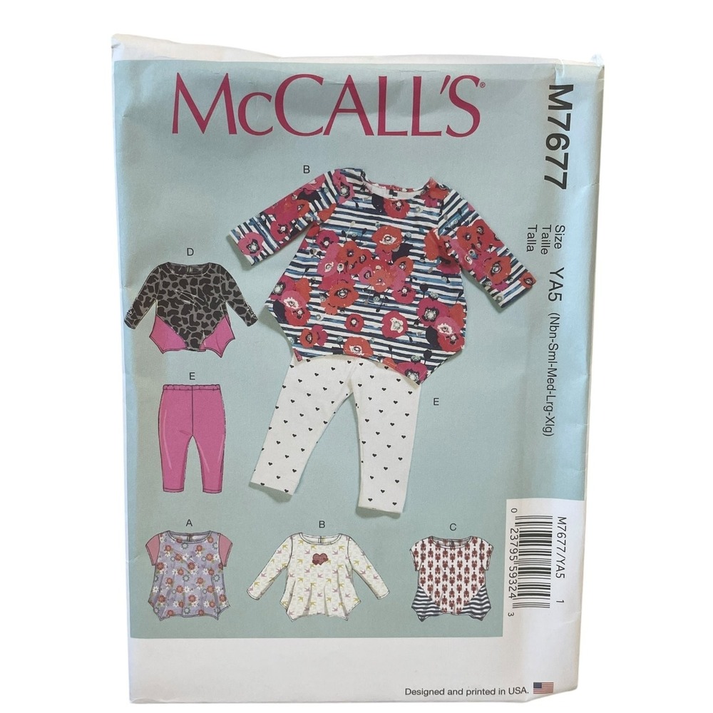 McCALL'S M7677 Infants Tops Leggings Sewing Pattern Size NB-XL